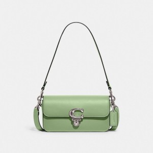Glovetan Leather/Silver/Pale Pistachio Coach Studio Baguette Bag | COH864728
