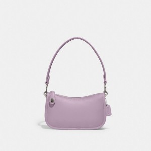 Glovetan Leather/Silver/Soft Purple Coach Swinger Bag 20 | COH864758