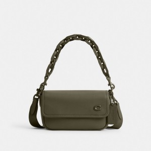 Glovetanned Leather/Army Green Coach Charter Flap Crossbody 18 | COH866611
