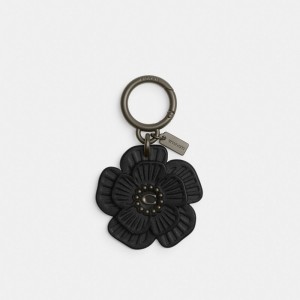 Glovetanned Leather/Matte Black/Black Coach Tea Rose Bag Charm | COH866478