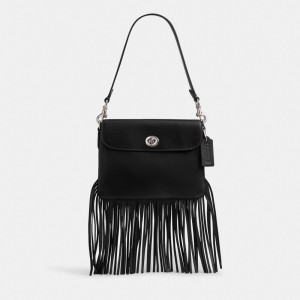 Glovetanned Leather/Silver/Black Coach 1964 Fringe Bag | COH865281