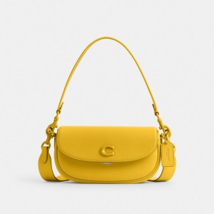 Glovetanned Leather/Silver/Canary Coach Emmy Saddle Bag 23 | COH864922
