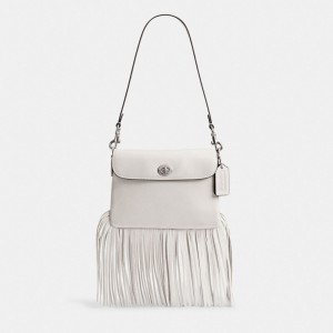 Glovetanned Leather/Silver/Chalk Coach 1964 Fringe Bag | COH865202