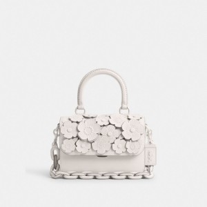 Glovetanned Leather/Silver/Chalk Coach Rogue Top Handle Bag With Tea Rose | COH865171