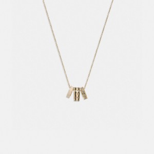 Gold/Black Coach Signature Enamel Necklace | COH866179
