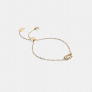 Gold/Clear Coach Signature Pavé Slider Bracelet | COH866087
