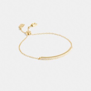 Gold Coach Pavé Bar Slider Bracelet | COH866169