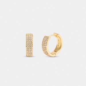 Gold Coach Pavé Huggie Earrings | COH866092