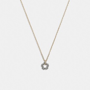 Gold Coach Pavé Tea Rose Pendant Necklace | COH866099