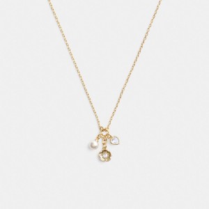Gold Coach Tea Rose Cluster Pendant Necklace | COH866210