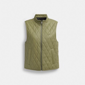 Green Coach Leather Quilted Vest | COH865934