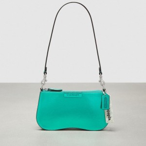 Green Metallic Coach Wavy Baguette Bag In Metallic Coachtopia Leather | COH864908