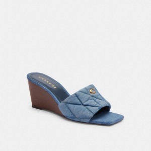 Indigo Denim Coach Emma Wedge With Quilting | COH865904