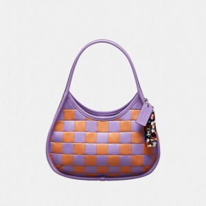 Iris/Faded Orange Coach Ergo Bag In Checkerboard Patchwork Upcrafted Leather | COH864958