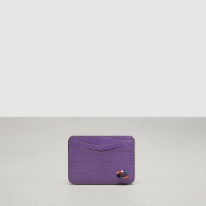 Iris Coach Wavy Card Case In Croc Embossed Coachtopia Leather | COH865598