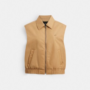 Khaki Coach Cropped Vest In Recycled Nylon | COH865943