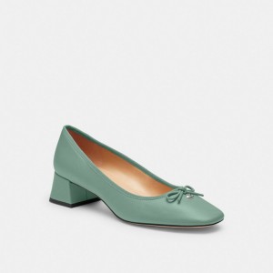 Leather/Aquamarine Coach Ava Ballet Pump | COH865756