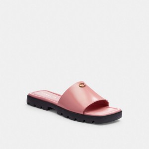 Leather/Bubblegum Coach Florence Sandal | COH865888