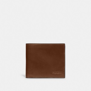 Leather/Dark Saddle Coach Boxed Double Billfold Wallet | COH866698