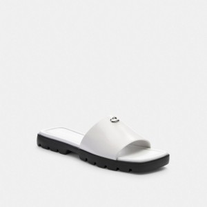 Leather/Optic White Coach Florence Sandal | COH865869