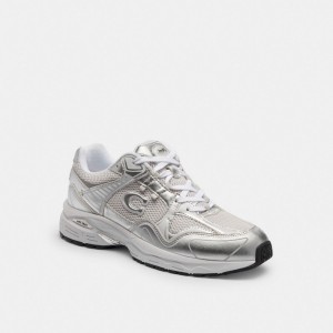 Metallic Leather/Optic White Coach C301 Sneaker | COH865839