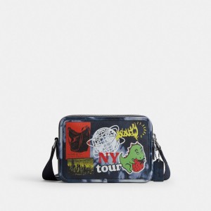 Midnight Navy Multi Coach Charter Crossbody Bag 24 With Tie Dye Print | COH866619