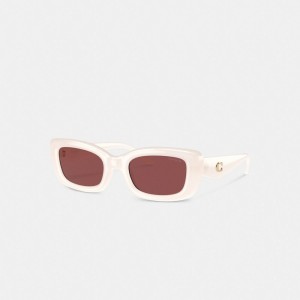 Milky Ivory Coach Pillow Tabby Narrow Rectangle Sunglasses | COH866385