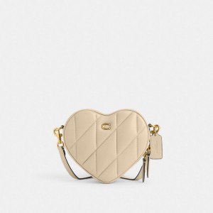 Nappa Leather/Brass/Ivory Coach Heart Crossbody Bag With Quilting | COH865297