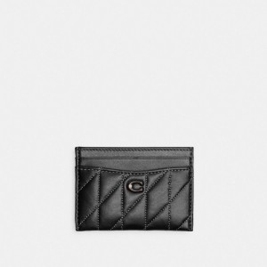 Nappa Leather/Pewter/Black Coach Essential Card Case With Pillow Quilting | COH865568