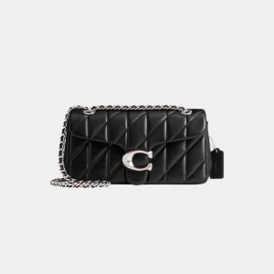 Nappa Leather/Silver/Black Coach Tabby Shoulder Bag 26 With Quilting | COH865422