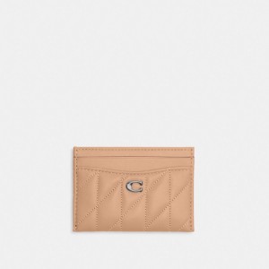 Nappa Leather/Silver/Buff Coach Essential Card Case With Pillow Quilting | COH865532
