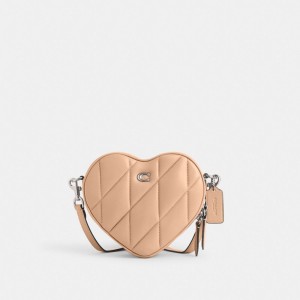 Nappa Leather/Silver/Buff Coach Heart Crossbody Bag With Quilting | COH865209