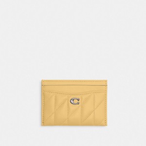 Nappa Leather/Silver/Hay Coach Essential Card Case With Pillow Quilting | COH865546