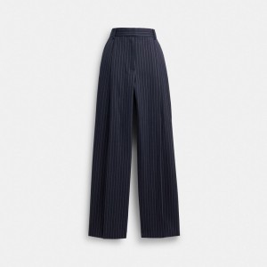 Navy/White Coach Wide Leg Trousers | COH866033