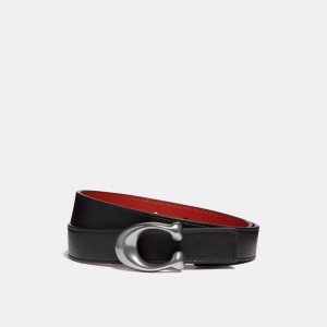 Nickel/Black 1941 Red Coach C Hardware Reversible Belt, 25 Mm | COH866317