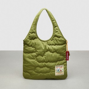 Olive Green Coach Coachtopia Loop Flat Tote With Cloud Quilting | COH865041