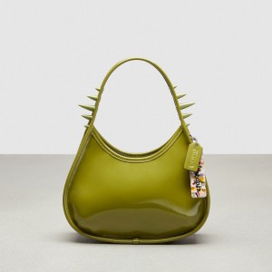 Olive Green Coach Ergo Bag In Crinkle Patent Coachtopia Leather: Spikes | COH864968