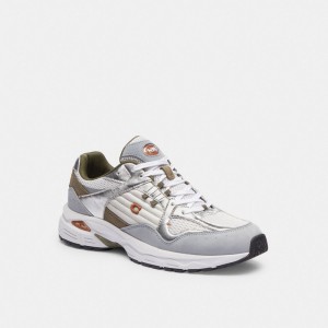 Optic White/Grey Coach C301 Sneaker | COH865838