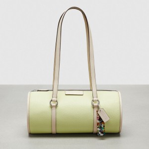Pale Lime/Cloud Coach Barrel Bag In Pebbled Coachtopia Leather | COH864841