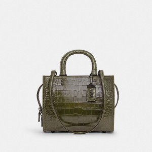 Pewter/Olive Coach Rogue Bag 25 In Alligator | COH865179