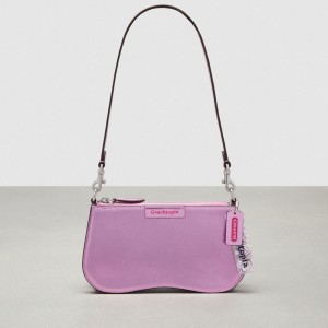 Pink Metallic Coach Wavy Baguette Bag In Metallic Coachtopia Leather | COH864813