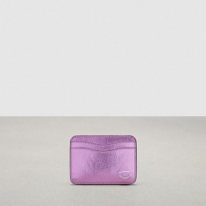 Pink Metallic Coach Wavy Card Case In Metallic Coachtopia Leather | COH865599