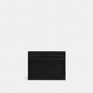 Polished Pebble Leather/Black Coach Card Case | COH865697