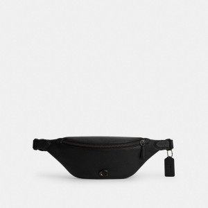 Polished Pebble Leather/Black Coach Charter Belt Bag 7 | COH865445