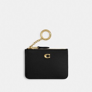 Polished Pebble Leather/Brass/Black Coach Mini Skinny Id Case | COH865604