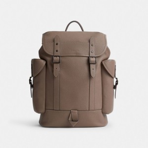 Polished Pebble Leather/Dark Stone Coach Hitch Backpack | COH865467