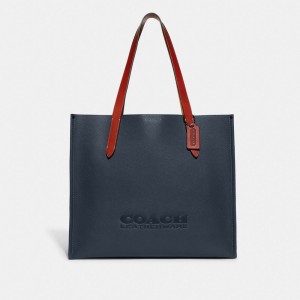 Polished Pebble Leather/Denim Coach Relay Tote Bag | COH866663