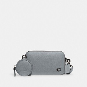 Polished Pebble Leather/Grey Blue Coach Charter Slim Crossbody | COH866552