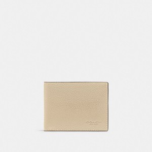 Polished Pebble Leather/Ivory Coach Slim Billfold Wallet | COH866715