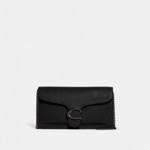 Polished Pebble Leather/Pewter/Black Coach Tabby Chain Clutch | COH865412